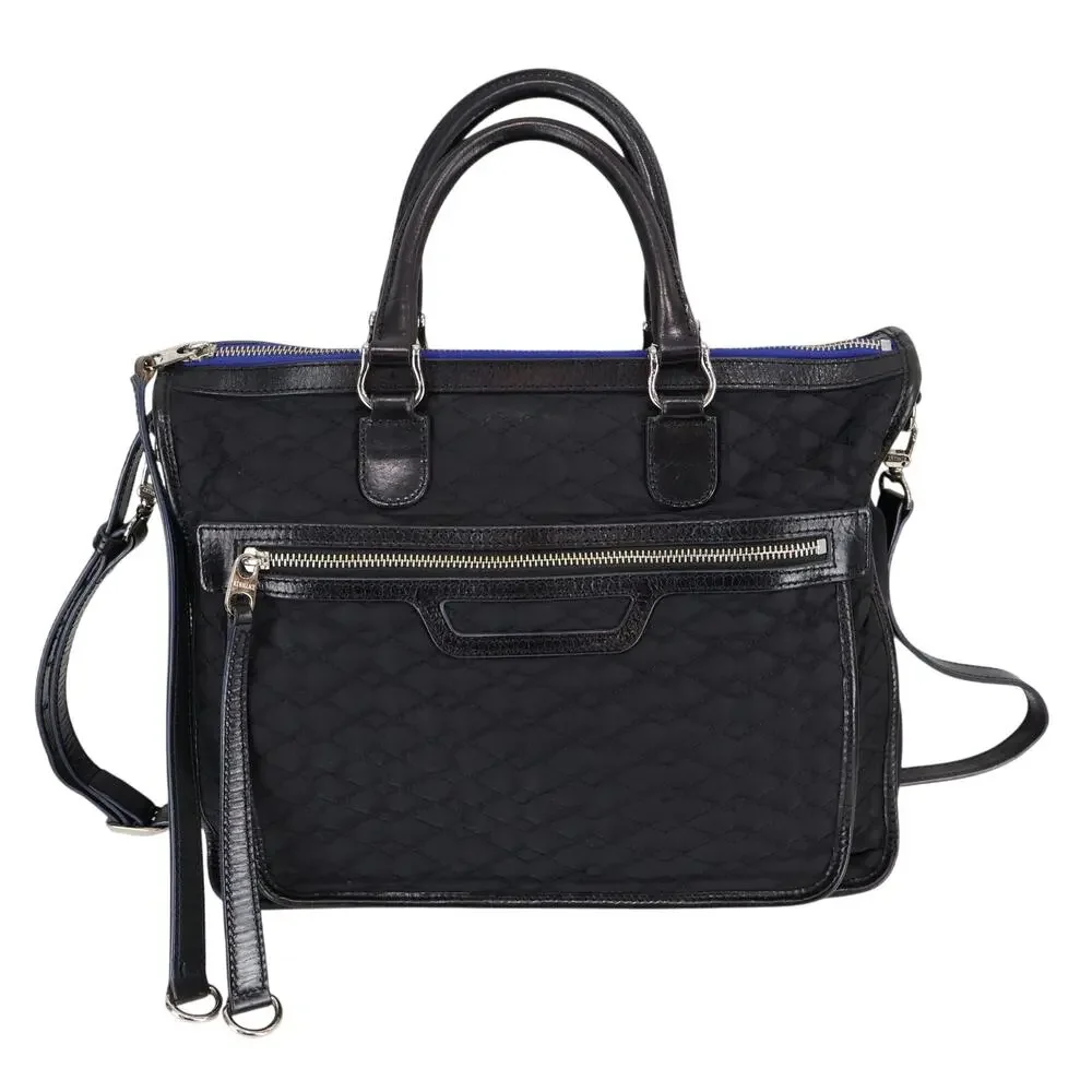 MZ Wallace Britt Black Diamond Quilted Bedford Nylon Handbag